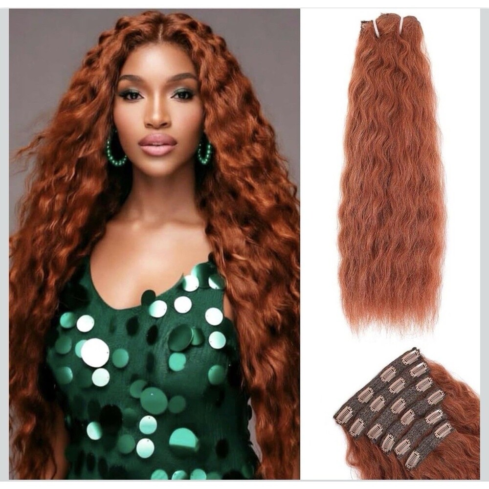 Clip In Hair Extensions Real Human Hair Wavy Double Weft 120g  20” 6 Pcs New
